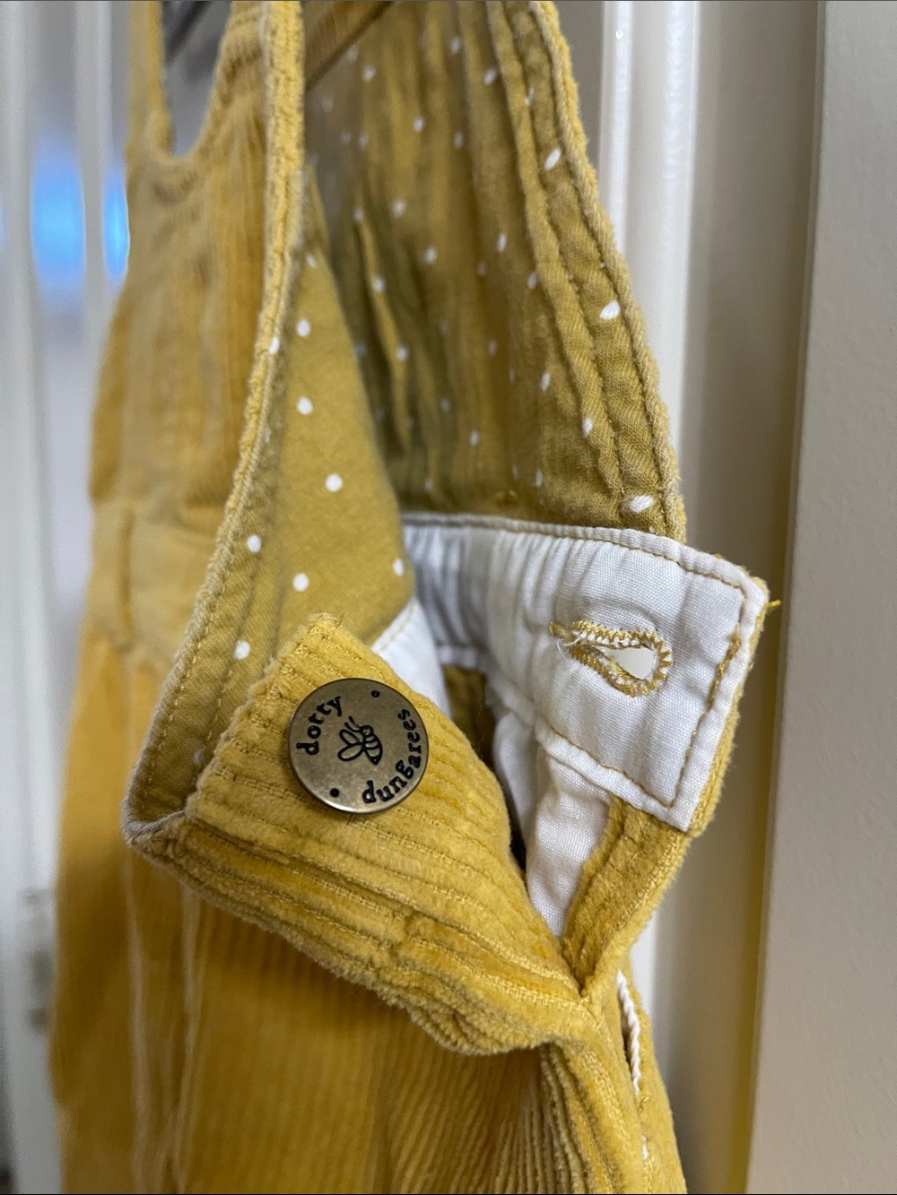 Girls' Dotty Dungarees Yellow Corduroy Pinafore Skirt - Picture 6 of 6
